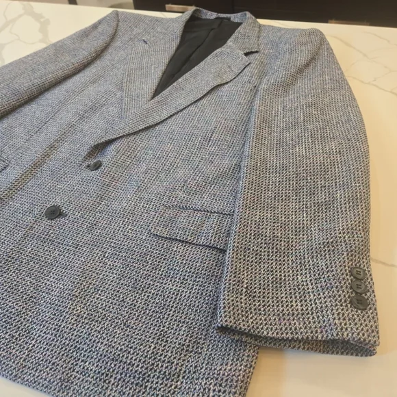 Bachrach 100% Silk Single Breasted Tweed All Seasons Blazer Mens 44R